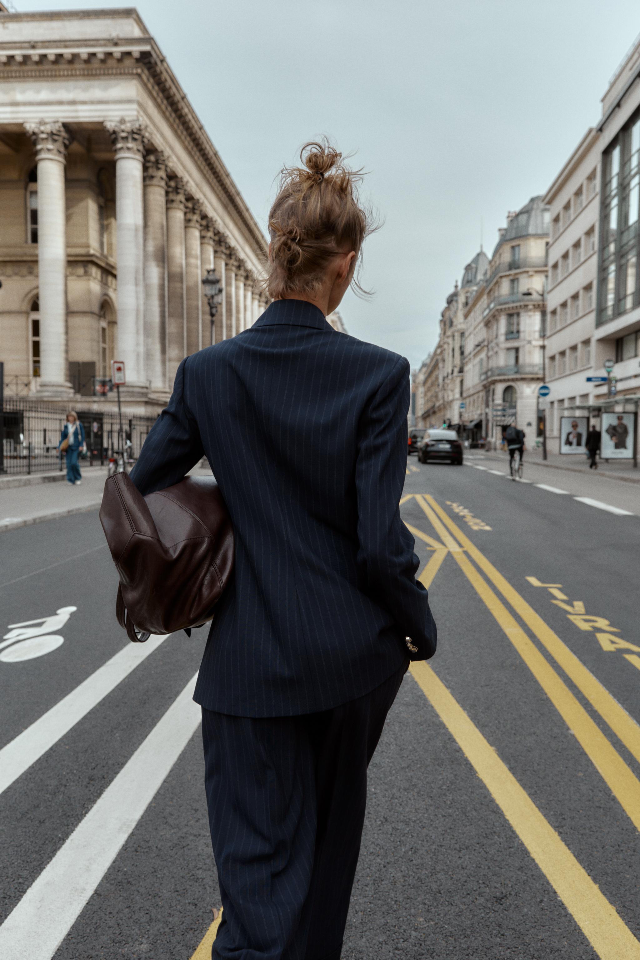 PINSTRIPE BLAZER WITH SHOULDER PADS